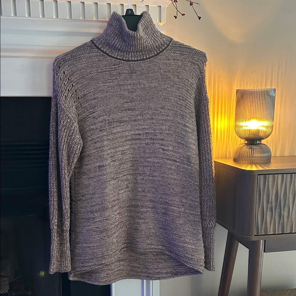 Simply Vera Vera Wang Cozy Turtleneck Tunic Sweater in Marled Mauve XS